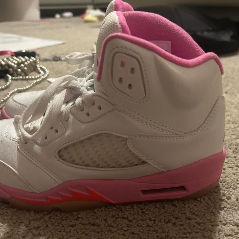 Jordan 5 ' White and Pink High-Top Sneakers